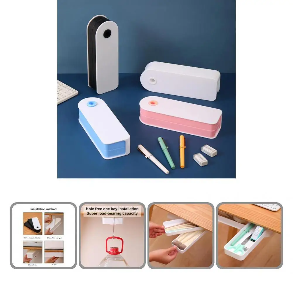

Durable Under Table Drawer Tray Desk Pencil Organizer Rotation Hidden Sorting Box Large Capacity for School