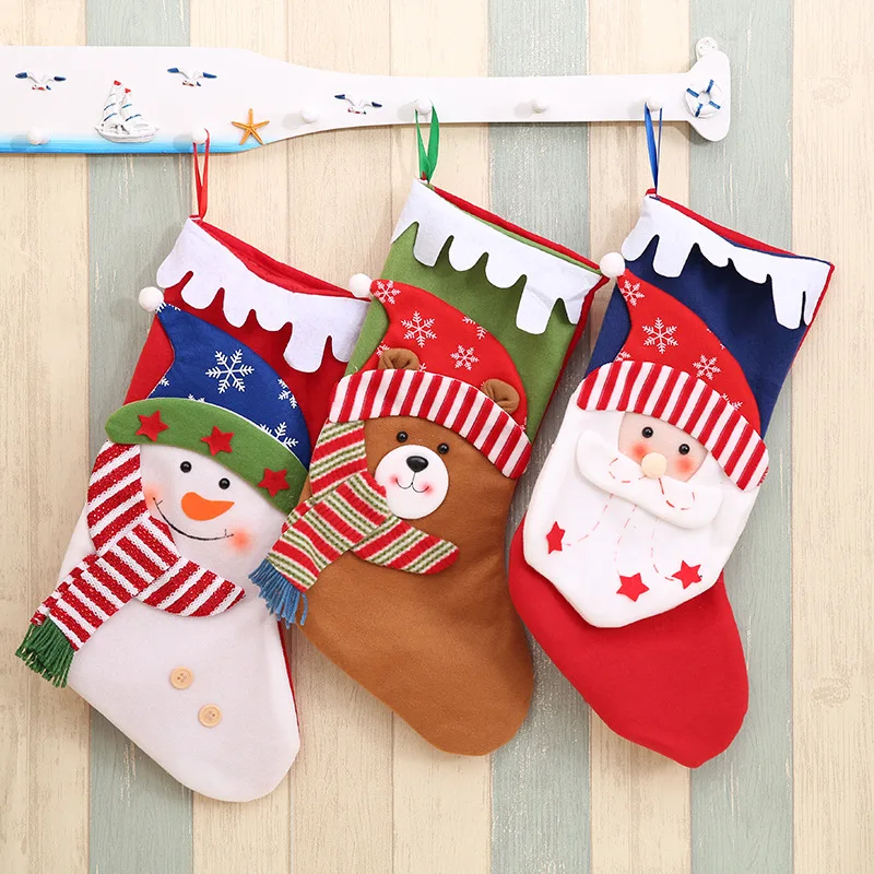 

Рождественские чулки, носки, снеговик, Санта, лось, медведь, новогодние носки с принтом, Рождественская елка, декор на новый год 2022, новый год