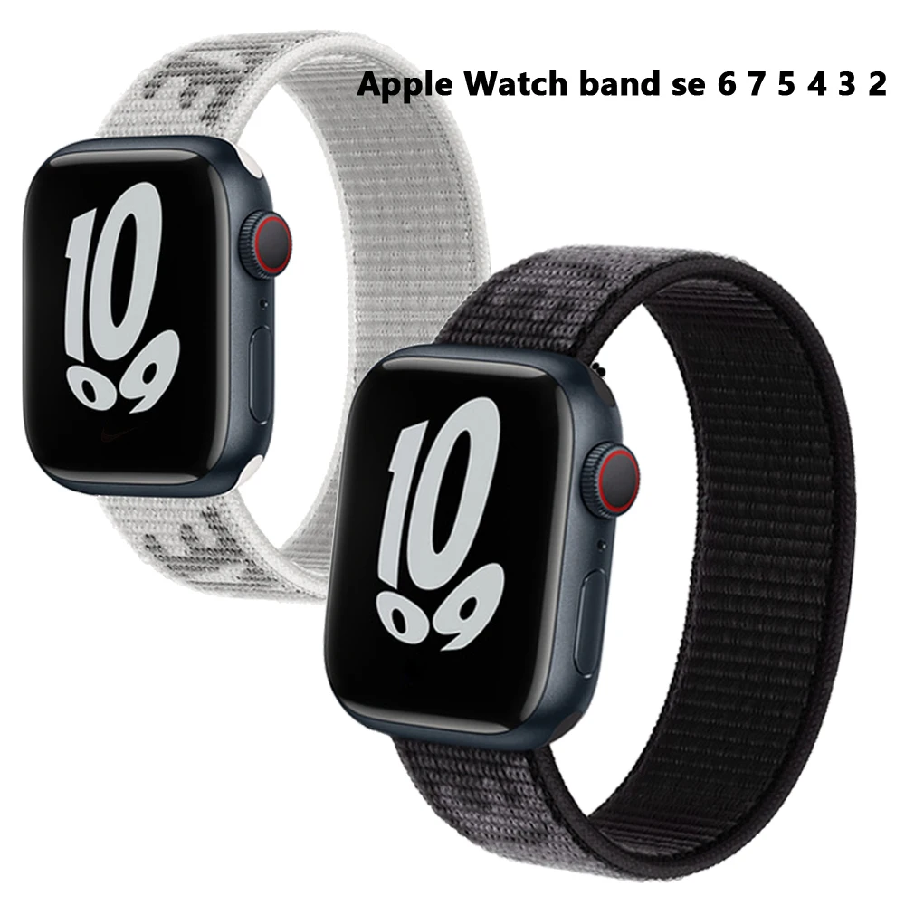 

Strap for Apple Watch band 44mm 40mm 45mm 41mm 38mm 42mm Nylon loop bracelet correa iwatch se 6 7 5 4 3 2 Watchband Accessories