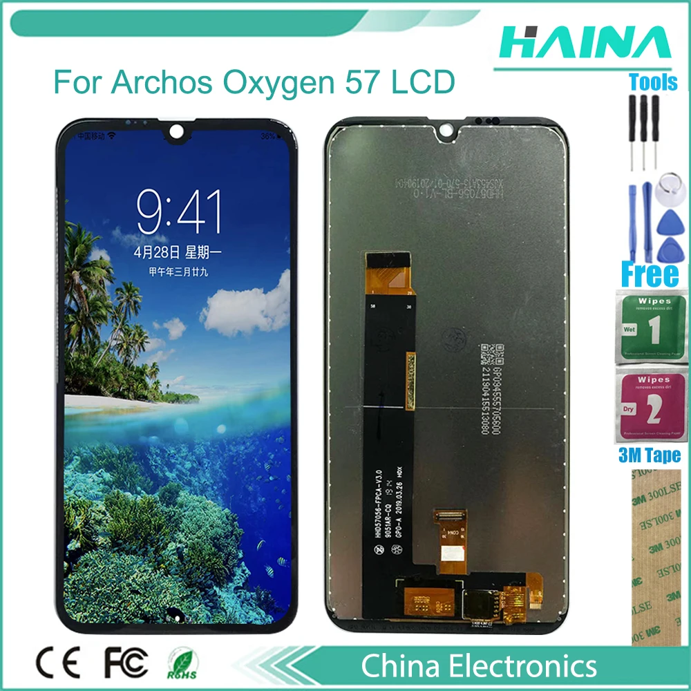 5 71inch phone lcd for archos oxygen 57 lcd display touch screen digitizer assembly for oxygen57 with tools free global shipping
