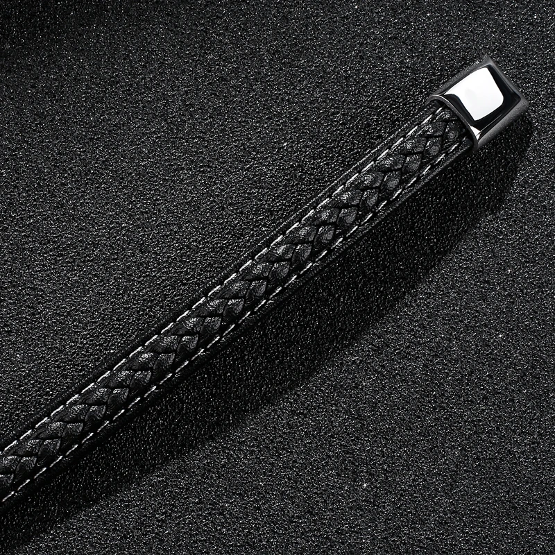 Мужской браслет из нержавеющей стали черные кожаные магнитные браслеты с