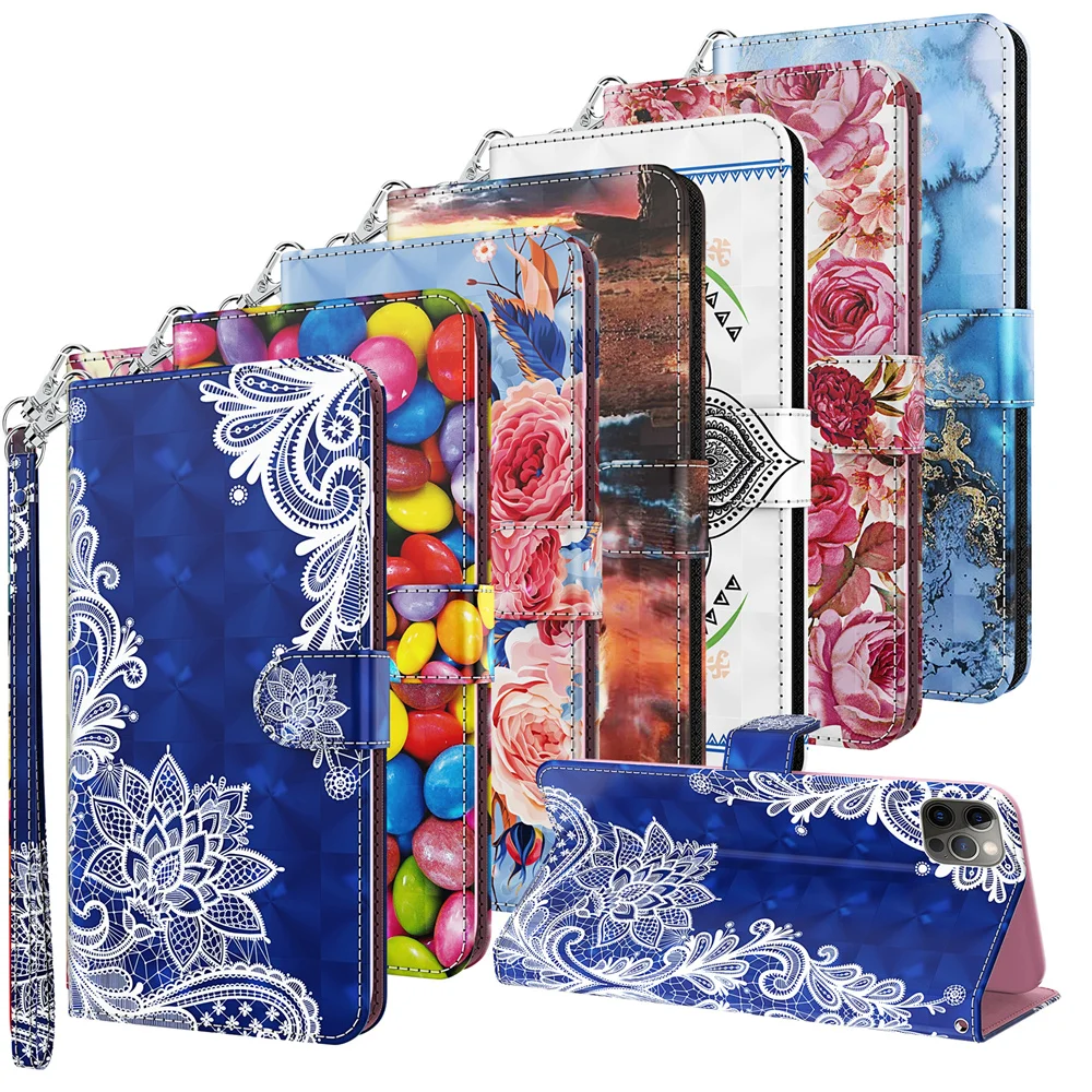 

3D Painted Wallet Leather Case for Xiaomi Redmi Note 9 Pro Max 9C 8T 8A Flip Cover Card Holder Soft TPU Scratch Resistant Fundas