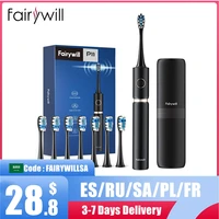 fairywill p11 sonic electric toothbrush whitening rechargeable ultra powerful usb charger waterproof 4 heads and 1 travel case