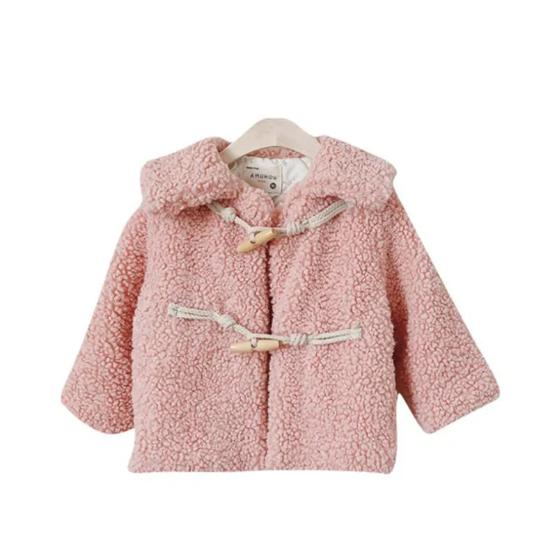 

Пальто из овечьей шерсти для маленьких девочек, Осень-зима 2019, новинка, Детская Хлопковая утепленная верхняя одежда с отложным воротником и ...
