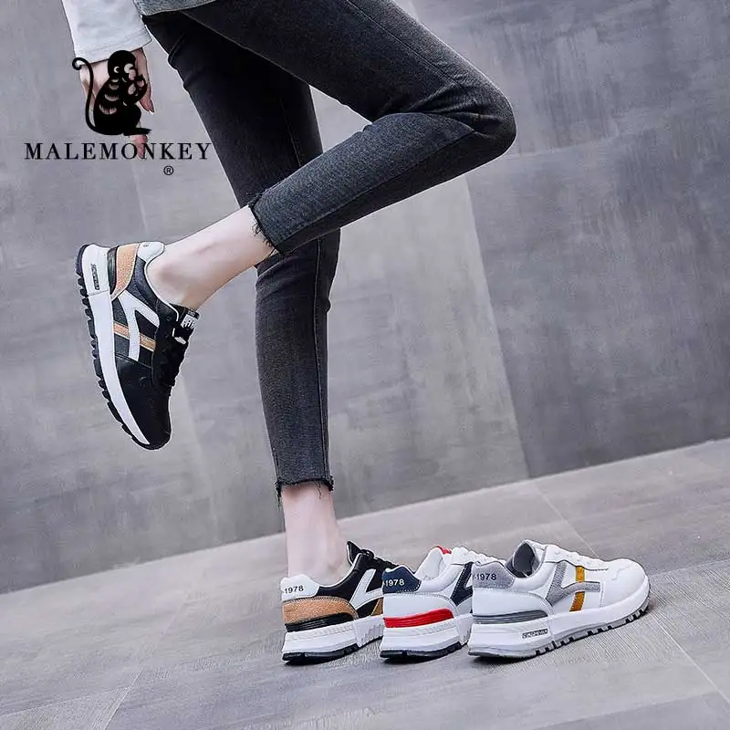 

White Casula Women Shoes 2021 Spring Autumn Walking Comfort Lace-up Platform Breathable Ladies Sport Shoes Falt Black