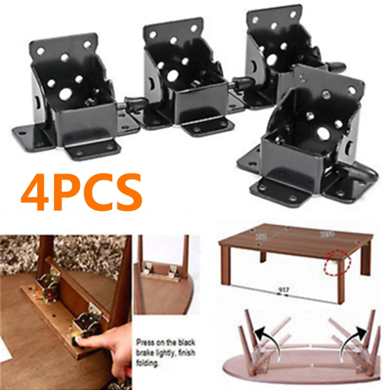 

Legs Brackets Hinges DIY Tools Adjustable Chairs Compact Home 4pcs Iron Hardware