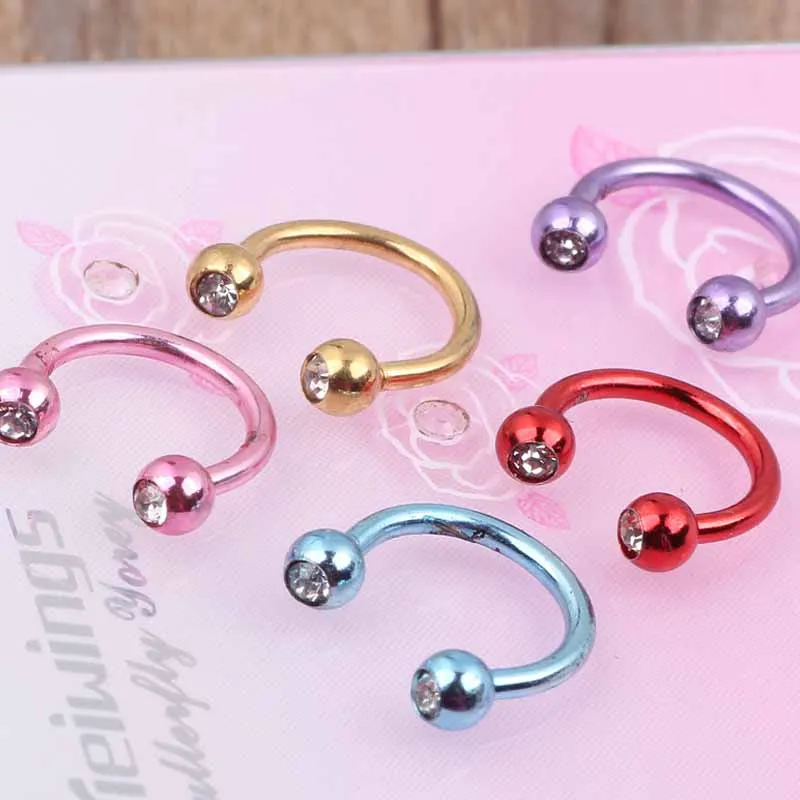 

1PC Horseshoe Piercing Nose Ring Crystal Septum Piercing Horseshoe Ring Steel Horseshoe Ear Cartilage Helix Earring Tour
