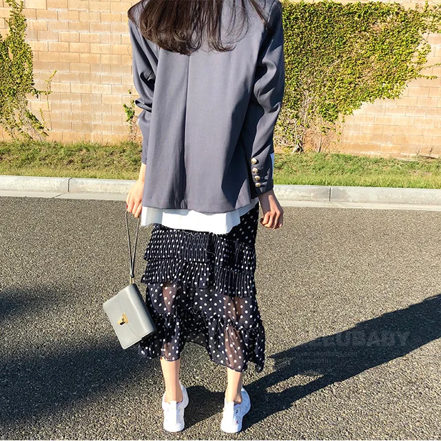 

COIGARSAM Polka Dot Women Skirt Skirts White Black 500