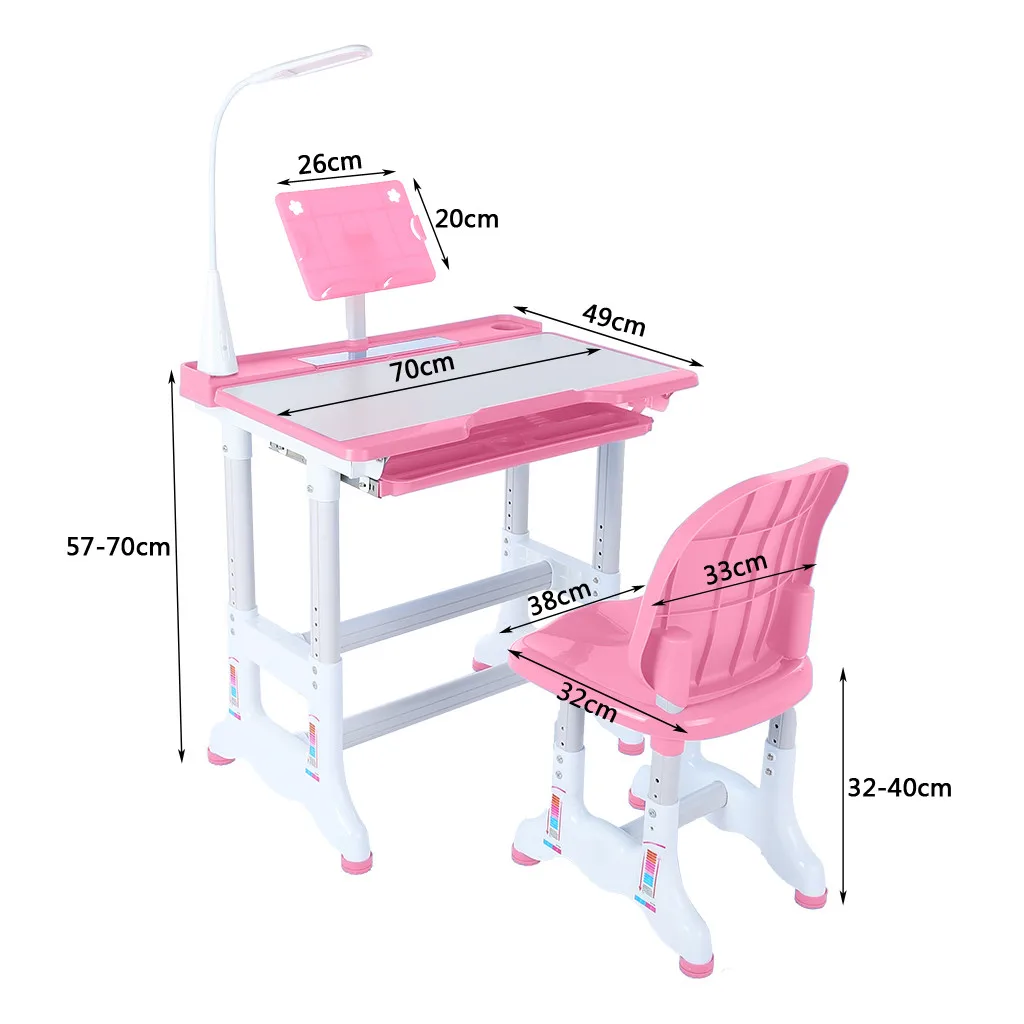 

Kids Study Desk And Chair Set Multifunction Study Desk with Height Adjustable Tilted Desktop Pull Out Drawer Reading Borad