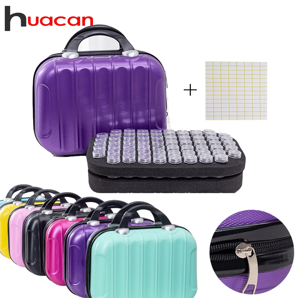 

Huacan 132 Bottles Diamond Painting Storage Box Tool Diamond Embroidery Accessories Hand Bag Zipper Container