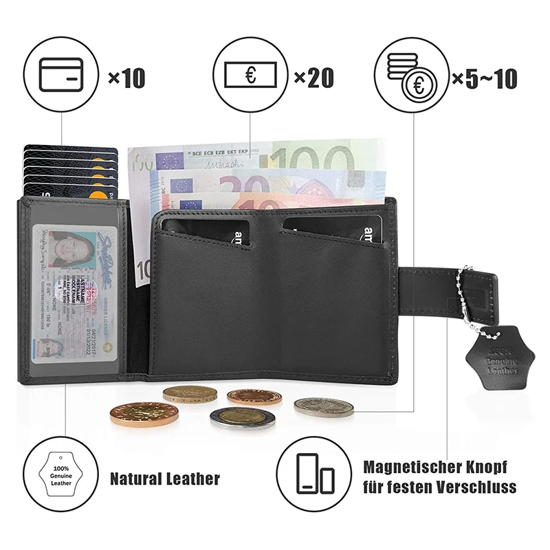 credit card case mini wallet with zip coin purse men rfid protection genuine leather card wallet small aluminum card holder free global shipping