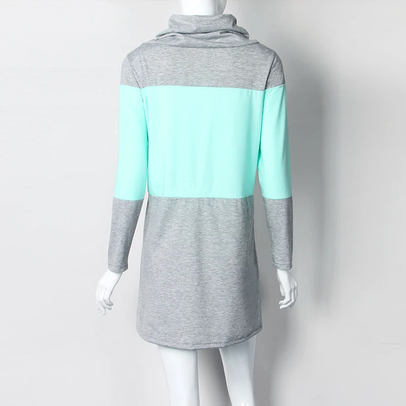 Повседневные толстовки женское платье водолазка свободное мини в стиле пэчворк