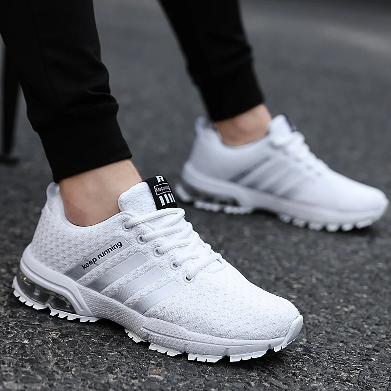 New Air Cushion Golf Shoes White Gray Mesh Breathable Men's Golf Walking Sneakers Men's Grass Training Shoes Non-slip Golf Shoes