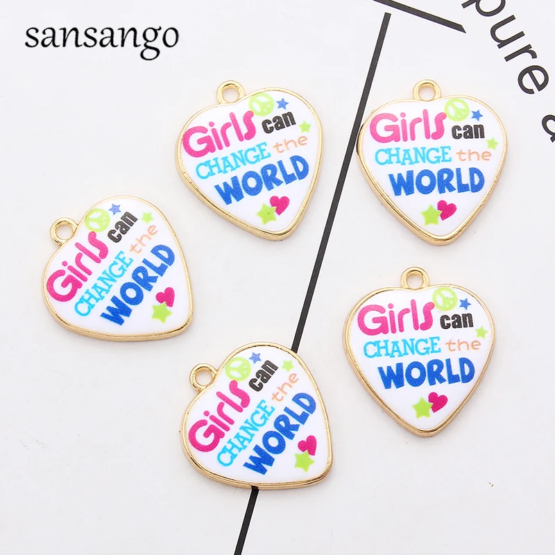 Золотой цвет сердце буквы подвески для браслета Ожерелье Эмаль Шарм браслет