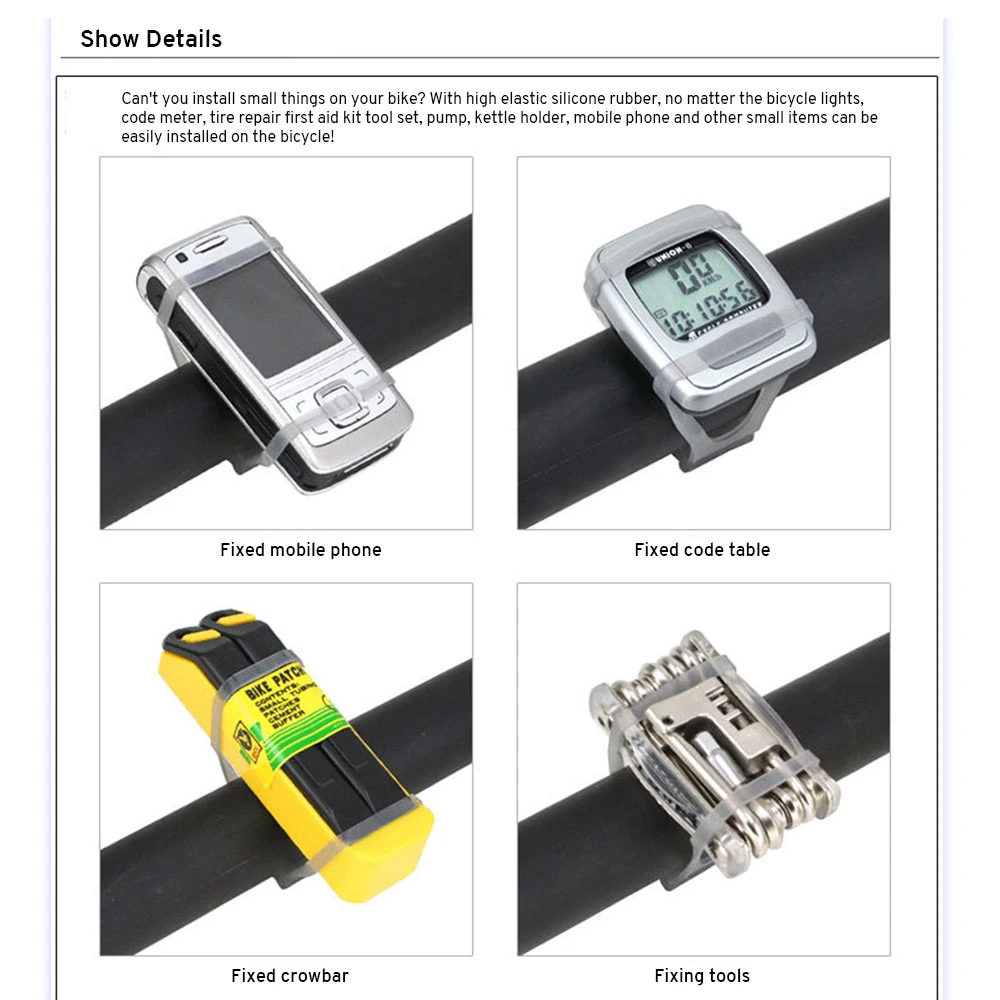 

Cycling Light Holder Bicycle Handlebar Silicone Strap Band Phone Fixing Tie Rope Torch Flashlight Bandages Bicycle Equipments