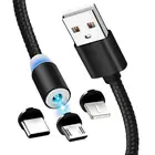 Магнитный кабель Micro USB, 3 в 1, для IPhone, Huawei, Samsung, XiaoMi