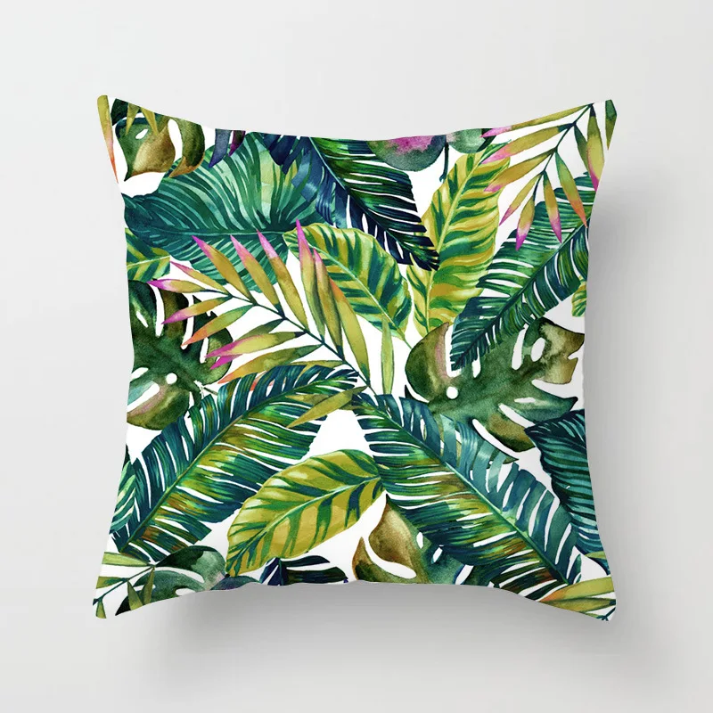 

Fashion Tropical Plant Polyester Pillowcase Short Plush Printing Cushion Cover Cloth Art Sofa Cushion Cover Home Decor