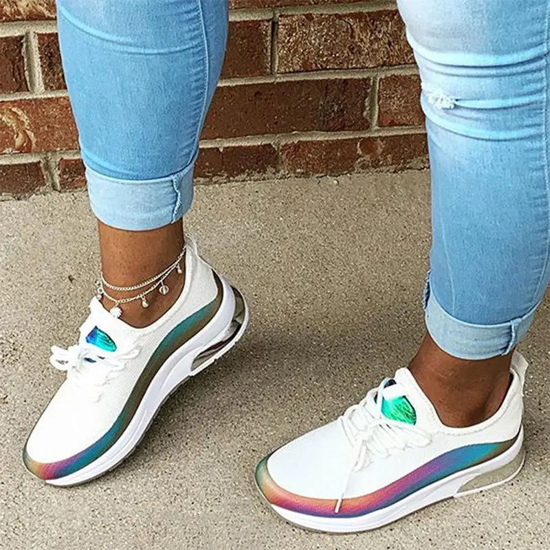 

Women Colorful Cool Sneaker Ladies Lace up Vulcanized Shoes Casual Female Flat Comfortable Walking shoes Woman Sneakers 2020