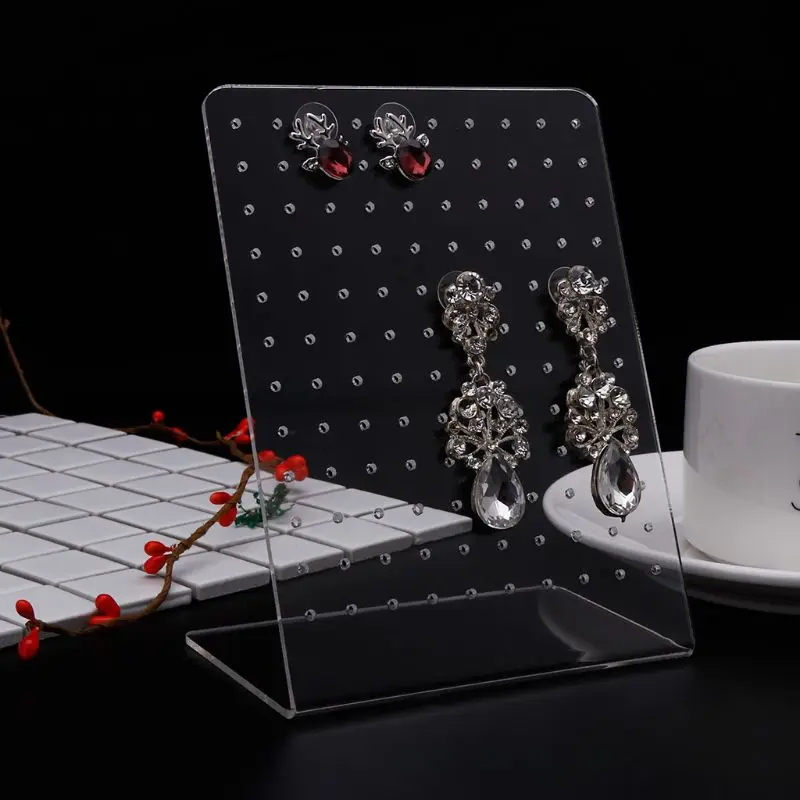

Jewelry Shelf Display Rack Stand L Shape For Ear Stud Earrings 120 Slots Holder Bracket Boutique Decoration Storage Acrylic L21E