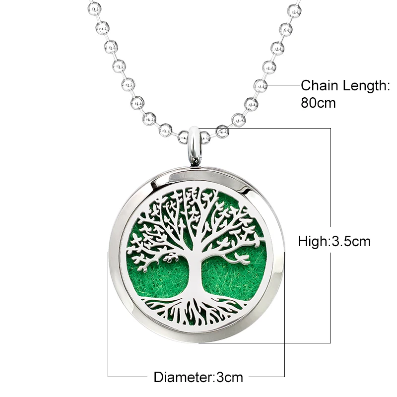 30 мм нержавеющая сталь диффузор ожерелье кулон в виде дерева жизни с распылением