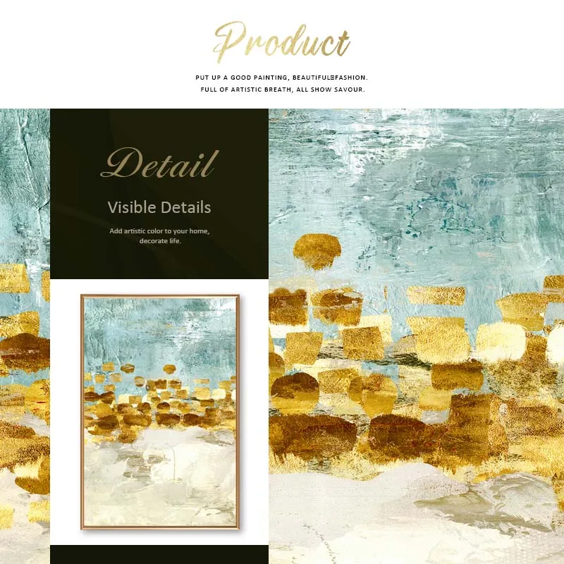 

Nordic Abstract Golden Oil Painting Colorful Scandinavian Wall Art Canvas Poster Picture Cuadros For Living Room Home Decor