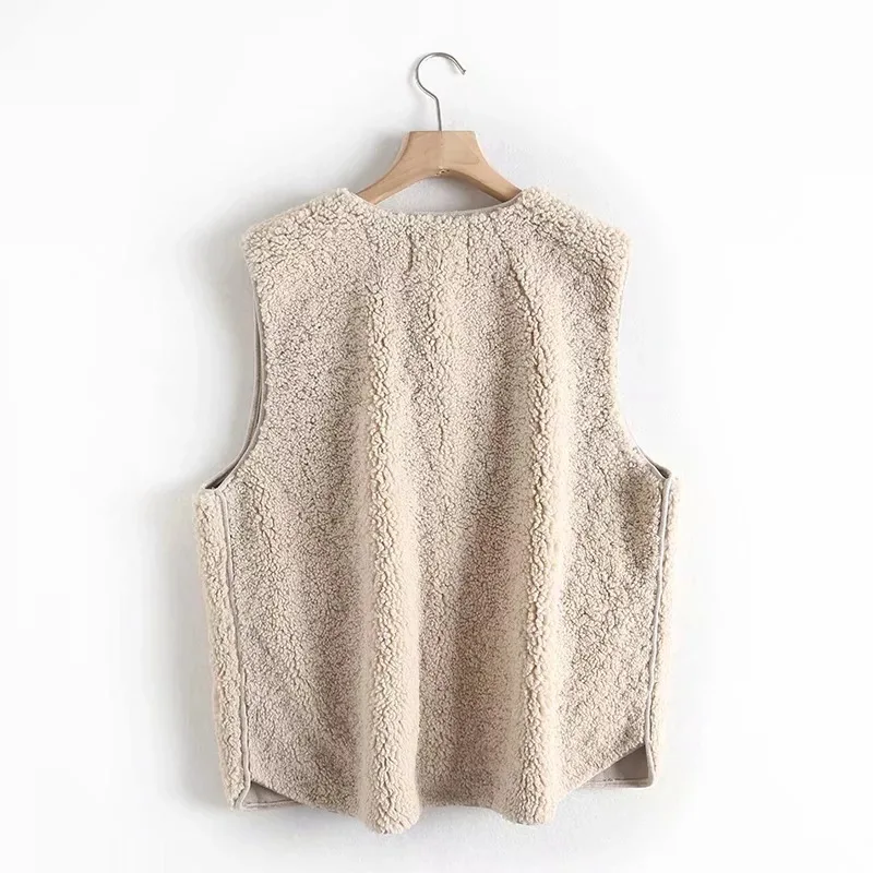 2019 Зимний новый топ с двумя карманами из овечьей шерсти жилет зимний размера плюс