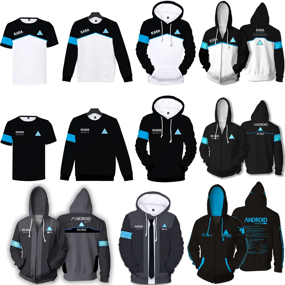 

Detroit Become Human Cosplay Hoodie 2022 New Unisex Hooded Coat Cool Streetwear Outerwear Jacket Pullover Short Sleeve