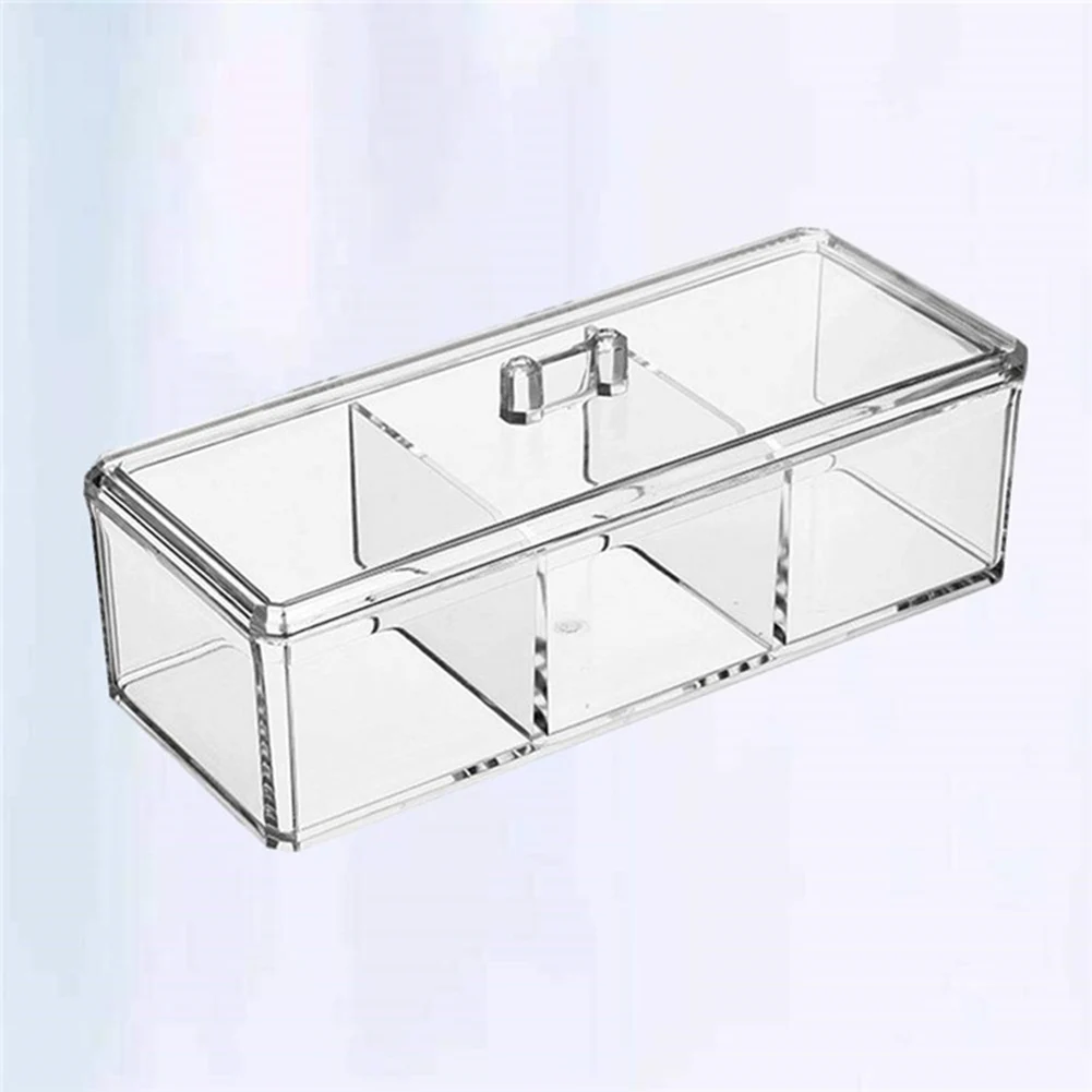 

Clear Acrylic 3Grid Makeup Organizer Storage Box Lipstick Nail Polish Display Stand Holder Cosmetic Jewelry Organizer Box Case
