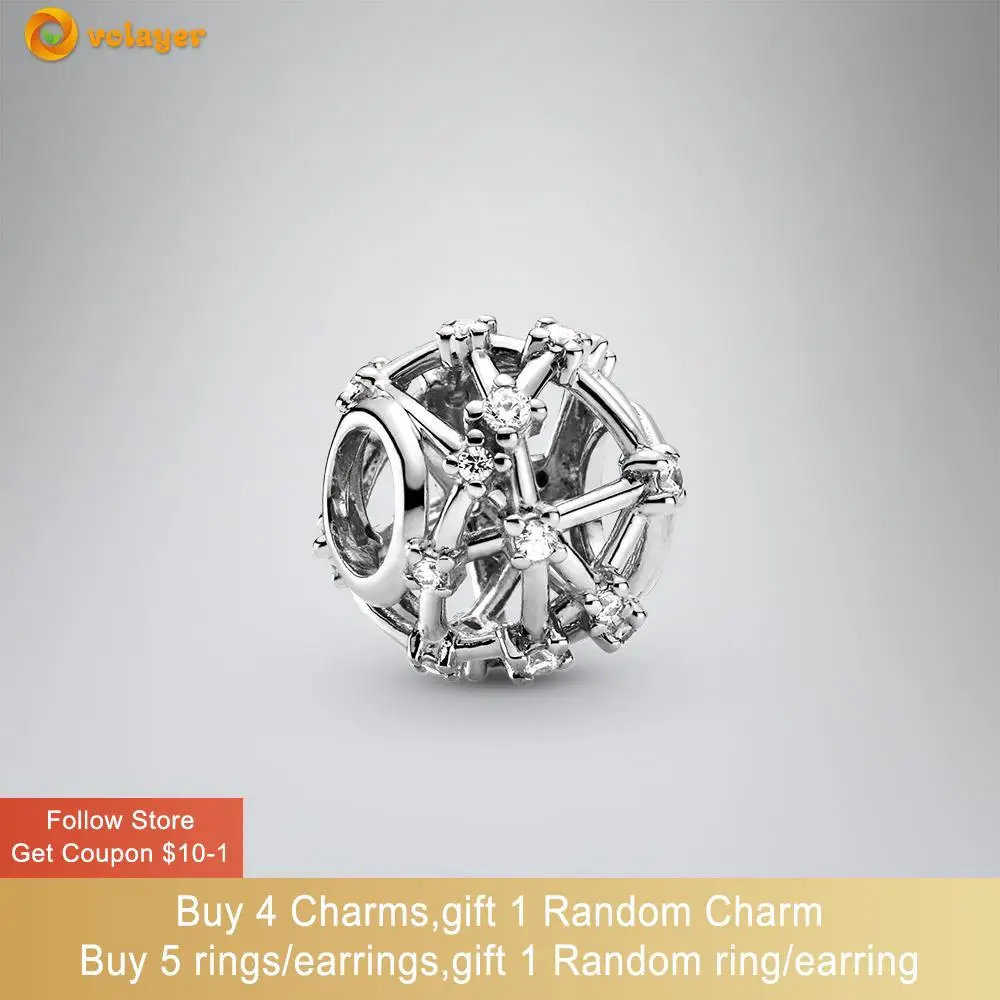 

Volayer 925 Sterling Silver Beads Silver Openwork Star Constellations Charm fit Original Pandora Bracelets Women Jewelry Gift