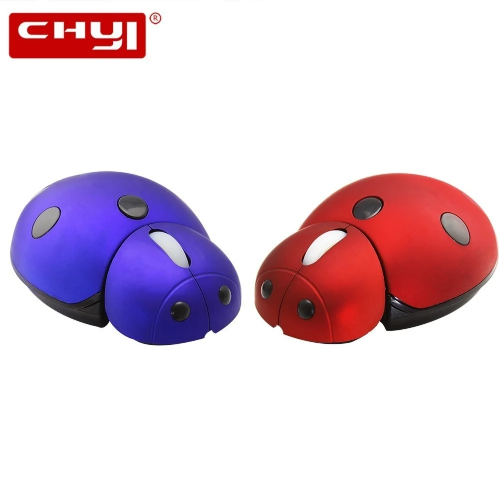 

CHUYI 3000DPI 2.4G 3D Cartoon Ladybug Wireless Mouse Ergonomic Computer Mauce Cute Portable Mice for Kids Desktop Laptop