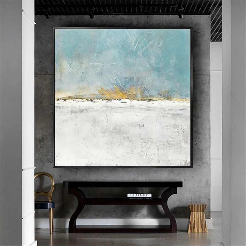 

The skyline Oil Painting On Canvas Handmade Wall Art gold rain Hanging Paintings For Living Room Decoration nordic Hanpainted