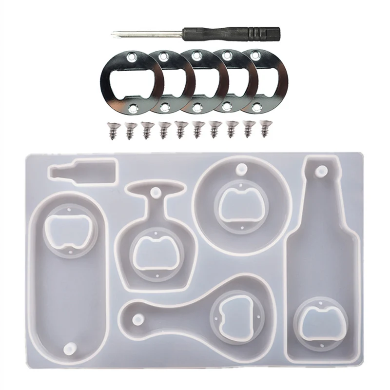 

DIY Crystal Resin Epoxy Beer Spanner Bottle Opener Dried Flower Epoxy Mirror Silicone Mold