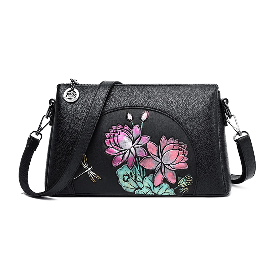 Lotus flower Китайский стиль моды Sac основные роскошные сумки дизайнерские Цветочные женские сумки на плечо женские сумки через плечо для женщин Bolsa - Цвет: Lotus flower