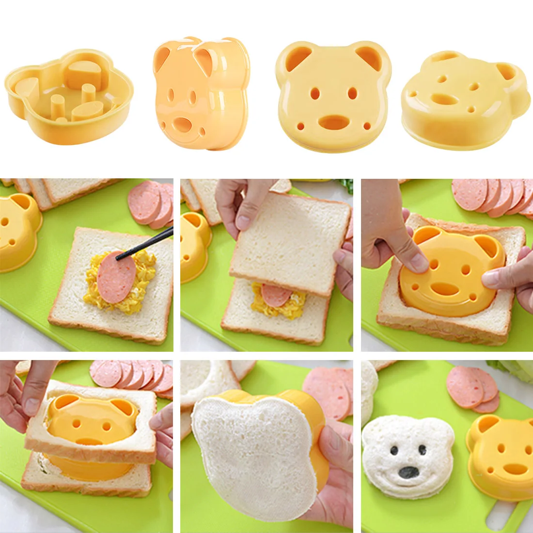 

DIY Soap Mold Cute Bear Cake Mold Cutting Machine Sandwich Mold Bread Biscuit Embossing Machine Cake Mold Color Random