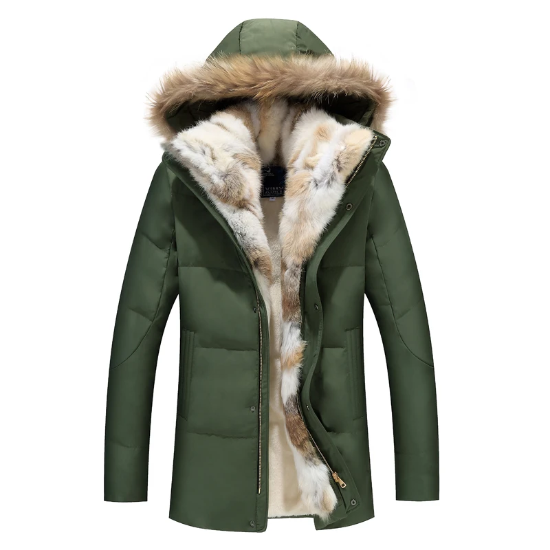 

Raccoon Fur Warm White Duck Feather Coat Long Winter Jacket Man & Women Down Parka Plus Size Nice Rabbit Hair Hooded Outerwear