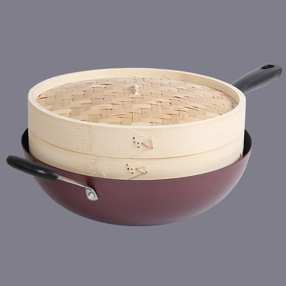 Бытовая бамбуковая корзина для риса мяса овощей 2 яруса 10 дюймов кухонные