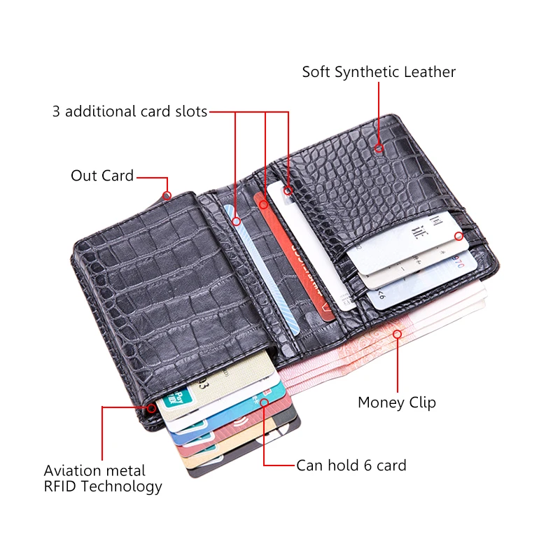 Кошельки для мужчин с Rfid-защитой под крокодила маленький мужской кошелек