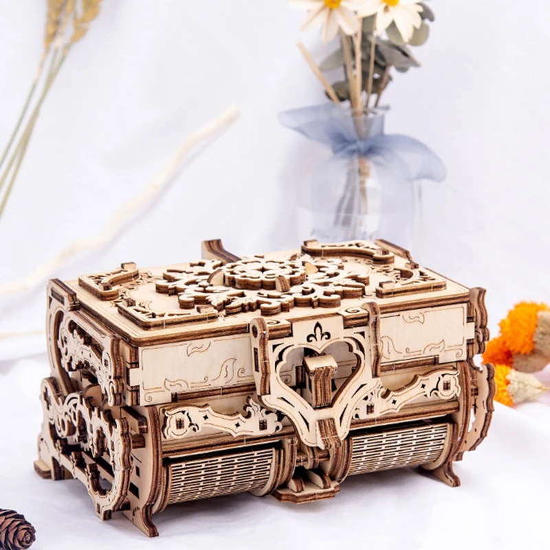 

Wooden Machinery Antique Box Craft Creative Diy Gift Gear Rotating Model Home Decoration