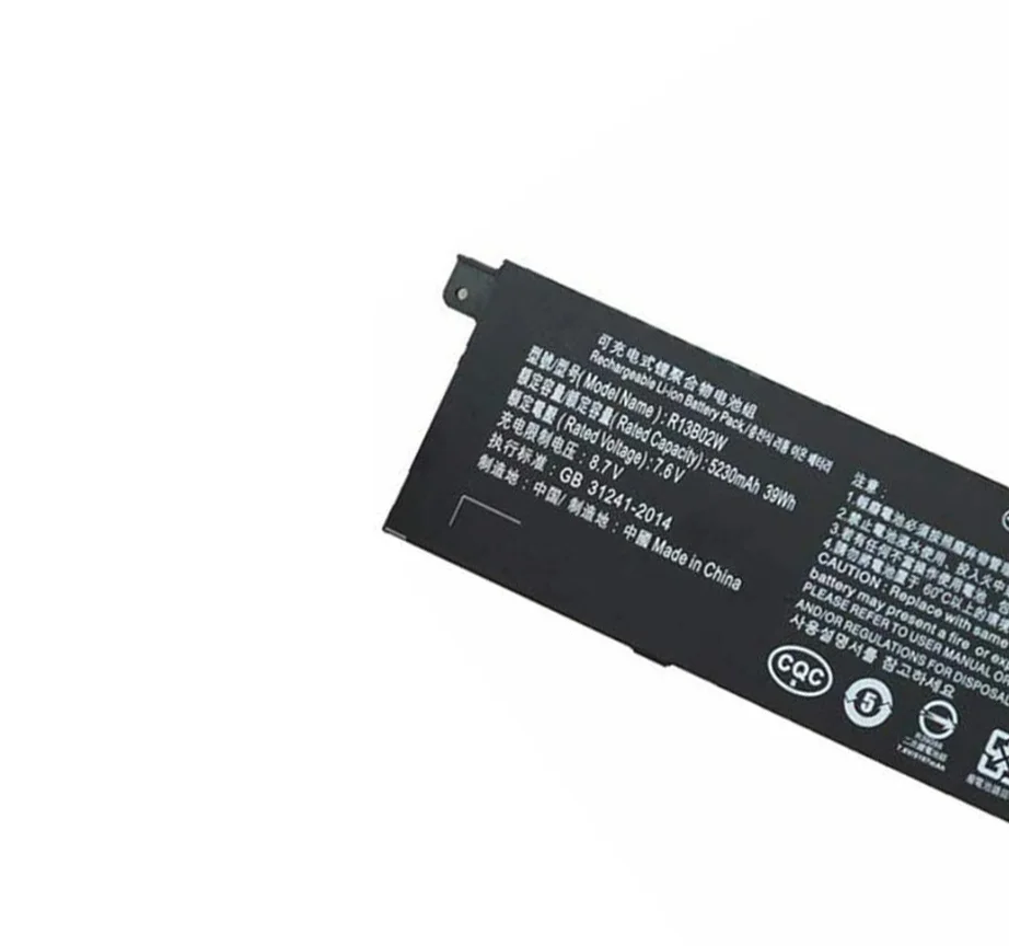 Аккумулятор R13B01W R13B02W (7 6 В 39 Втч/5230 мА · ч) для ноутбука Xiaomi Mi Air 13 3 дюйма подходит