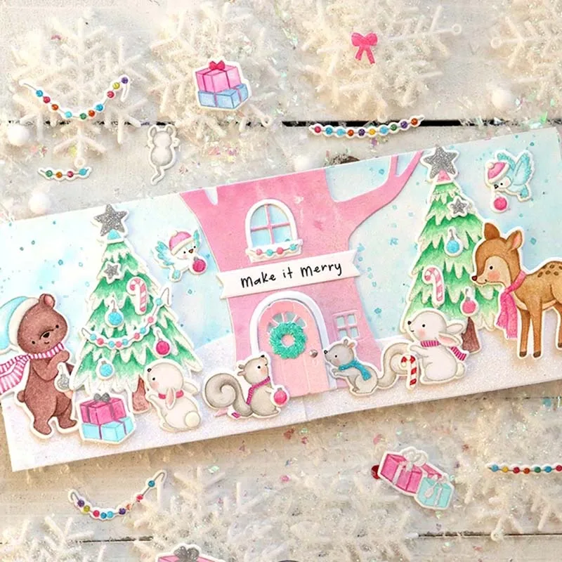 Рождественская елка металлический Трафаретный вырубной штамп и прозрачные