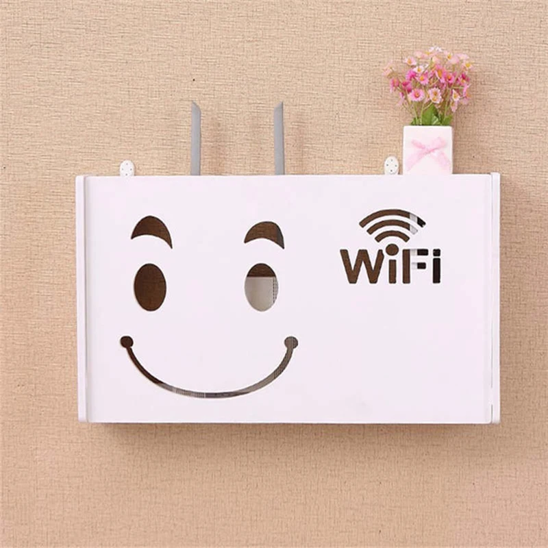 JEYL Wireless Wifi Router Storage Box Wood-Plastic Shelf Wall Hangings Bracket Cable Home Decor-Large | Дом и сад
