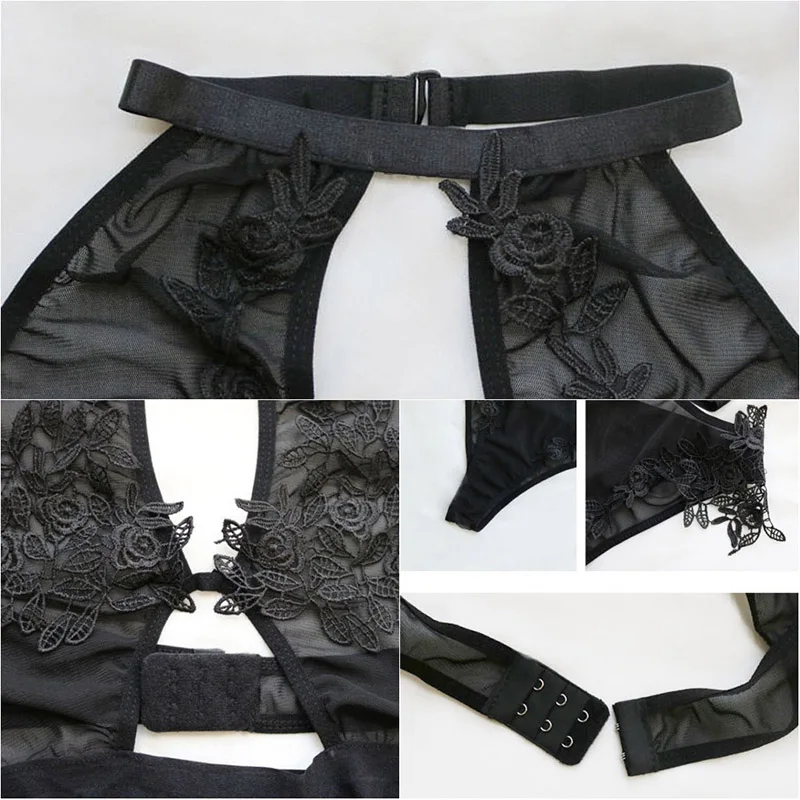 

Mesh Transparent Sexy Bodysuit For Women Halter Hollow Out Cropped Black Solid Color Large Size M-3XL Bodysuit 2019 New