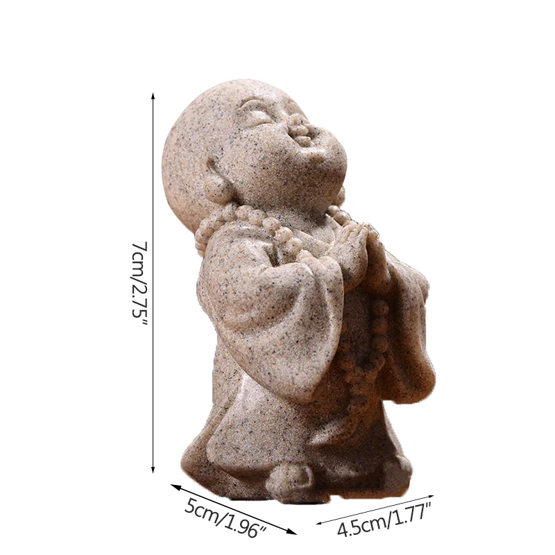 

Strongwell Cute Little Monk Statue Sandstone Adorable Chinese Buddha Statuettes Lovely Figurine for Home Decor Creative Gift