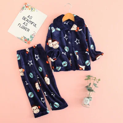 1 12yrs детские для малышей одежда мальчиков Хлопковая пижама фланелевая сна