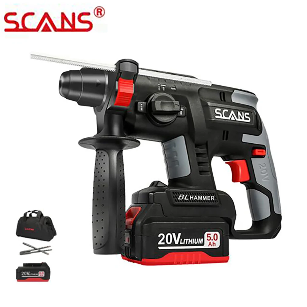 

SCANS SC5200 20V Brushless Rotary Hammer Electric Hammer Drill SDS with 5.0Ah Li-ion Battery Free Return