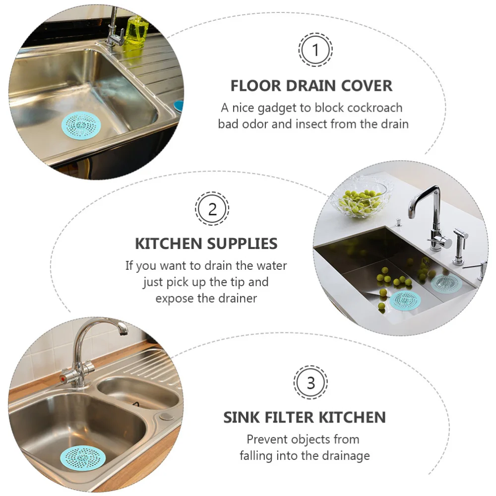 

2Pcs Kitchen Sink Filter Silicone Floor Drain Anti-Blocking Home Filter Cover