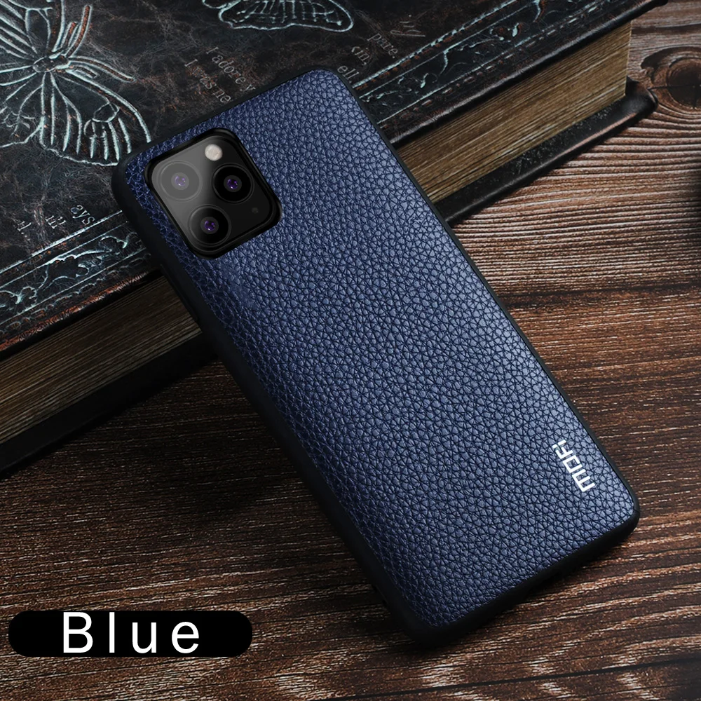 Для iPhone 11 pro чехол mofi для iPhone 11 max чехол задняя крышка мягкая pu кожа для iPhone 11 чехол Защитная перчатка чистый черный красный - Цвет: Blue