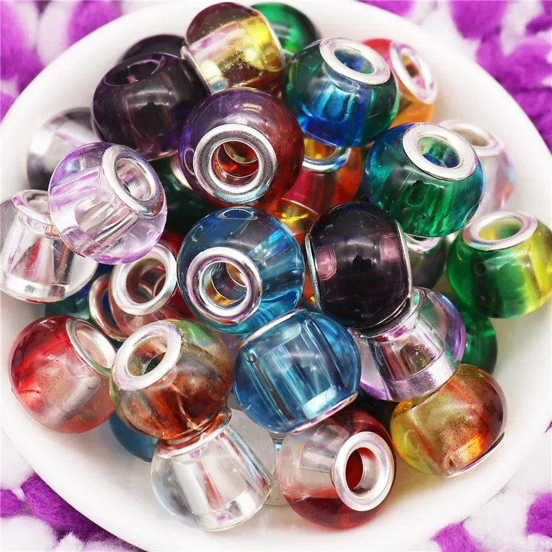 

10Pcs 16mm Round Big Hole Murano Glass Beads Charms Bulk Fit Pandora Bracelet Bangle DIY Pendant Necklaces for Jewelry Making