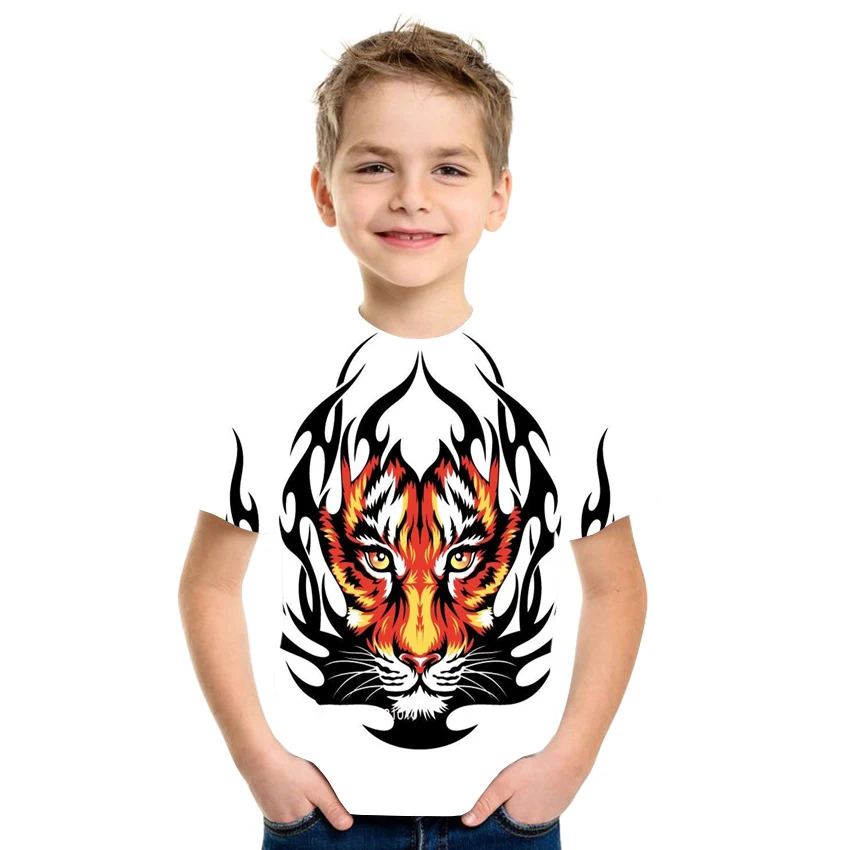

2021 new 3D printing quick-drying printed animal print T-shirt for boys and girls loose casual and comfortable size 4T-16T