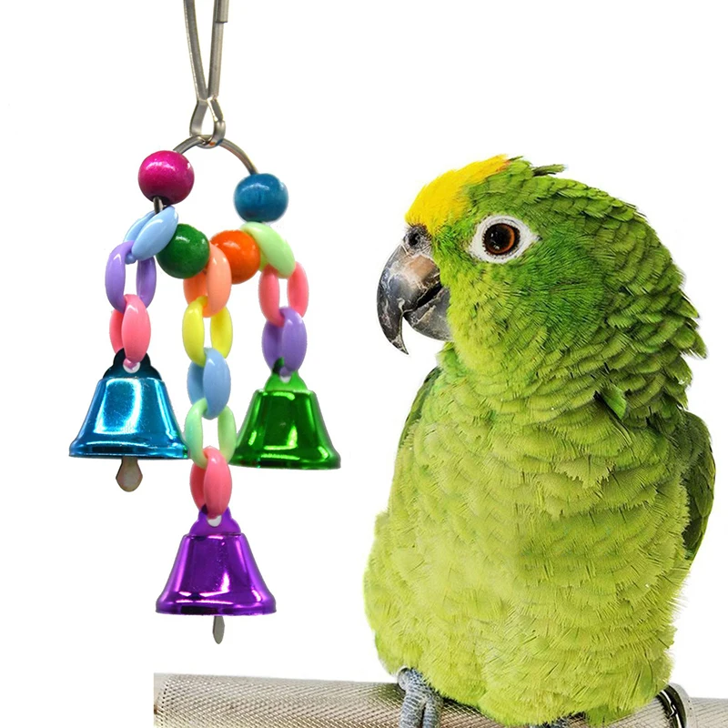 

Parrots Toys Colorful Beads Bells Pet Toy Swing Stand Budg Parrot Chew Swing Toy